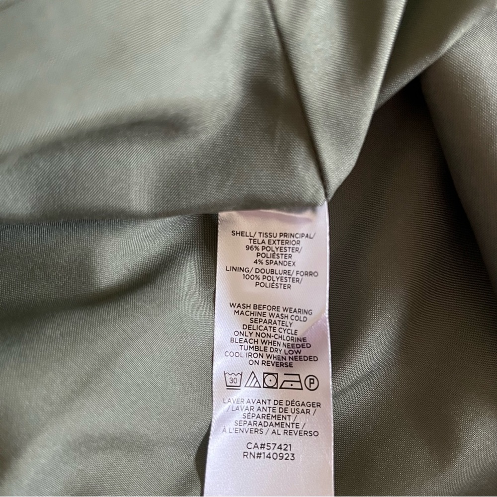 LOFT Faux Suede Olive Green Skirt Snap Pockets Size 6 Fully Lined - Picture 7 of 8